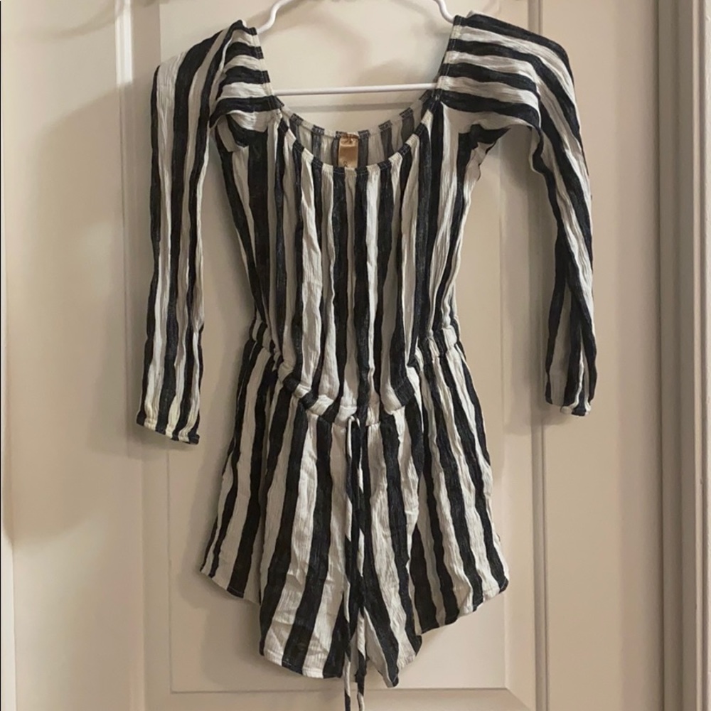 Black and white stripe romper